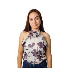 FATO BASICO BLUSA ESTAMPA C/ FLOR 14795 ROXA P