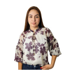 FATO BASICO BLUSA  ML C/ RENDA 14796 ROXA M